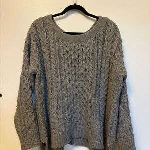 Wool Blend Gray Women's Cable-knit Sweater